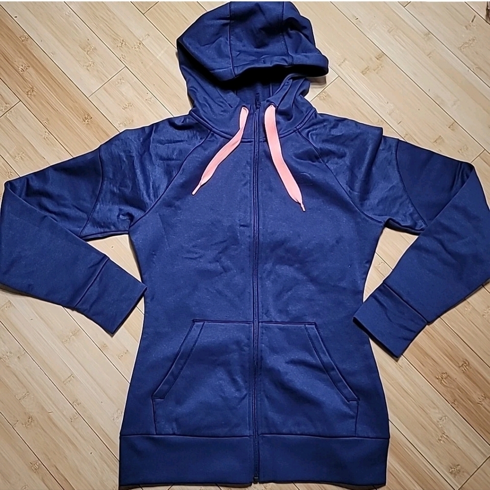 Women's Navy Blue Hoodie with Pink Accents